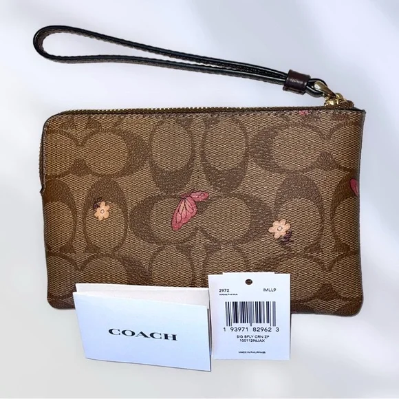 Coach Zippy Pouch Clutch Wristlet in Signature CC Butterfly Print 🦋🌸 - Picture 2 of 4